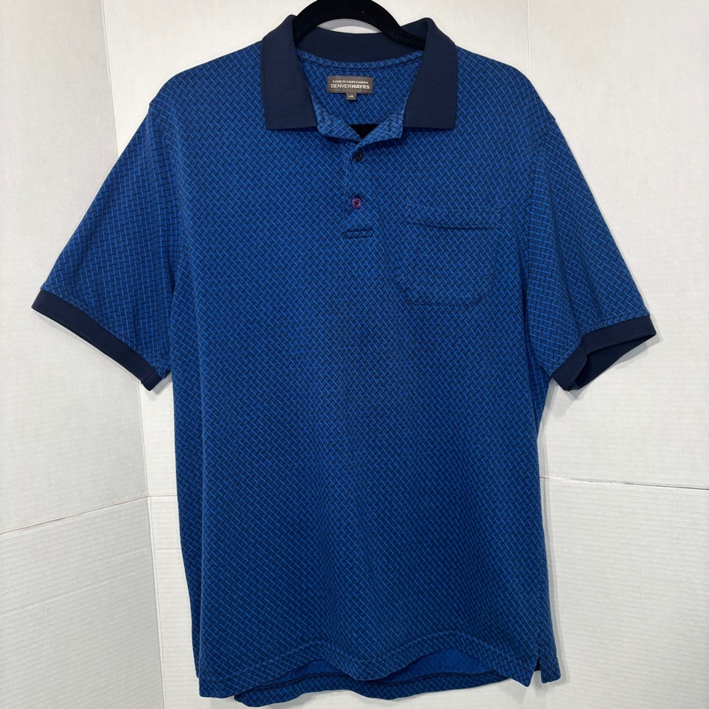 Denver Hayes Classic Fit Men’s Navy Patterned Polo Shirt Golf Casual